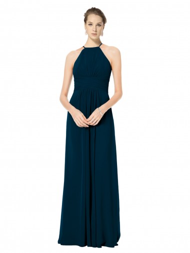 Spaghetti Straps Soft Chiffon Sleeveless Midnight Green Bridesmaid Dress Edinburgh