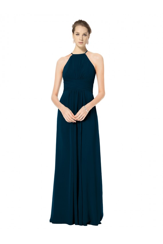 Spaghetti Straps Soft Chiffon Sleeveless Midnight Green Bridesmaid Dress Edinburgh
