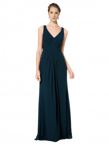 V-Neck Soft Chiffon Sleeveless Midnight Green Bridesmaid Dress Edinburgh