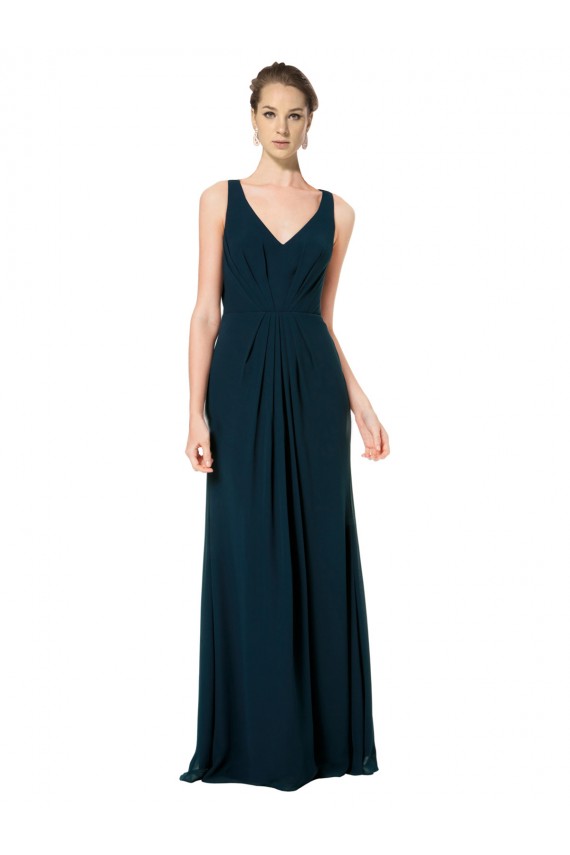 V-Neck Soft Chiffon Sleeveless Midnight Green Bridesmaid Dress Edinburgh