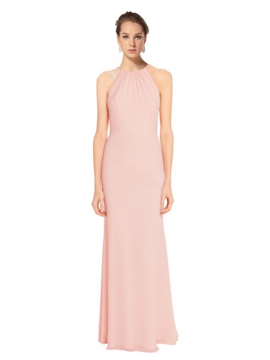 Spaghetti Straps Chiffon Sleeveless Pink Bridesmaid Dress Edinburgh