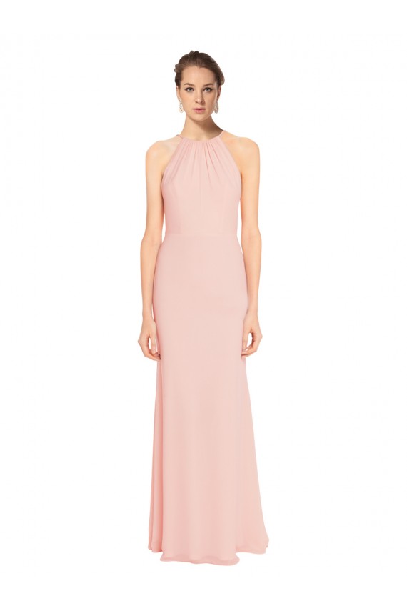 Spaghetti Straps Chiffon Sleeveless Pink Bridesmaid Dress Edinburgh