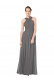 Halter Neck Soft Chiffon Sleeveless Keyhole Back Stormy Silver Bridesmaid Dress Edinburgh
