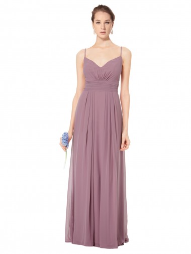 Spaghetti Straps Soft Chiffon Sleeveless Open Back Pink Bridesmaid Gowns Edinburgh
