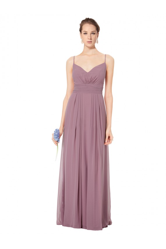 Spaghetti Straps Soft Chiffon Sleeveless Open Back Pink Bridesmaid Gowns Edinburgh