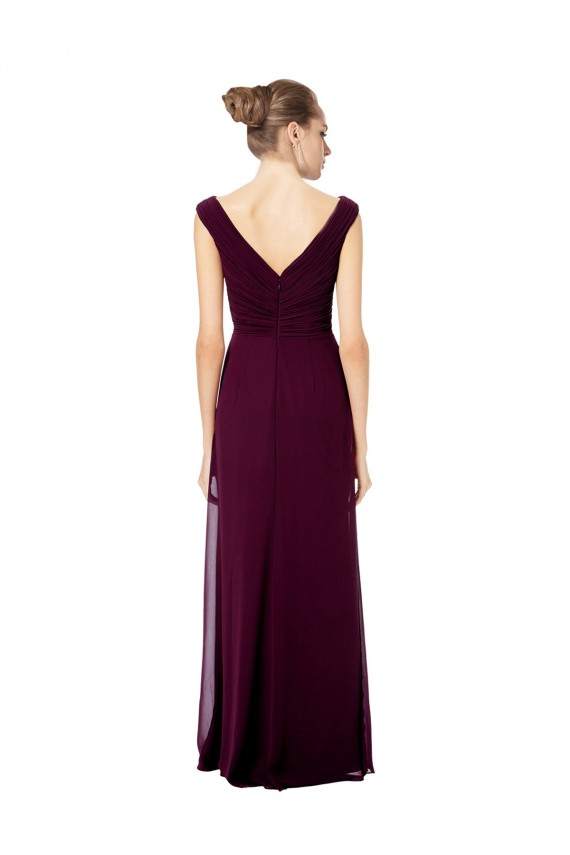 Off the Shoulder Soft Chiffon Sleeveless Open Back Royal Blue Bridesmaid Dresses Edinburgh