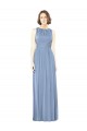 Bateau Neck Soft Chiffon Sleeveless Open Back Dusty Blue Bridesmaid Dress Edinburgh