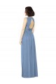 Bateau Neck Soft Chiffon Sleeveless Open Back Dusty Blue Bridesmaid Dress Edinburgh