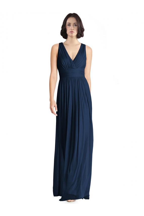 V-Neck Chiffon Sleeveless Dark Navy Bridesmaid Dress Edinburgh