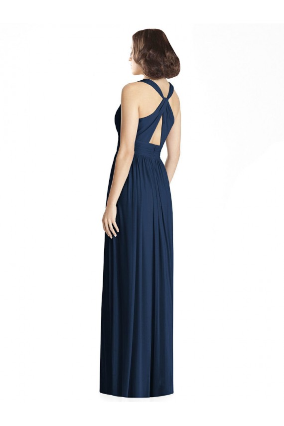 V-Neck Chiffon Sleeveless Dark Navy Bridesmaid Dress Edinburgh