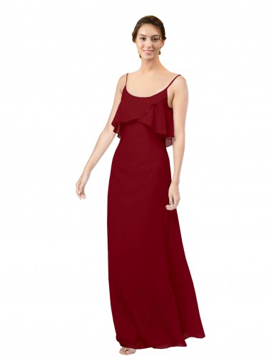 Scoop Neck Soft Chiffon Sleeveless V-Back Burgundy Bridesmaid Dress Edinburgh