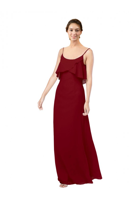 Scoop Neck Soft Chiffon Sleeveless V-Back Burgundy Bridesmaid Dress Edinburgh