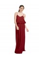 Spaghetti Straps Chiffon Sleeveless Criss Cross Open Back Burgundy Bridesmaid Dress Edinburgh