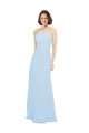 Halter Neck Soft Chiffon Sleeveless Light Sky Blue Wedding Party Dress Edinburgh