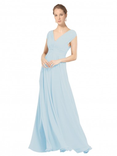 V-Neck Soft Chiffon Sleeveless Sea Glass Bridesmaid Dress Edinburgh