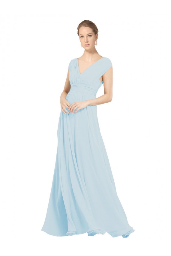 V-Neck Soft Chiffon Sleeveless Sea Glass Bridesmaid Dress Edinburgh