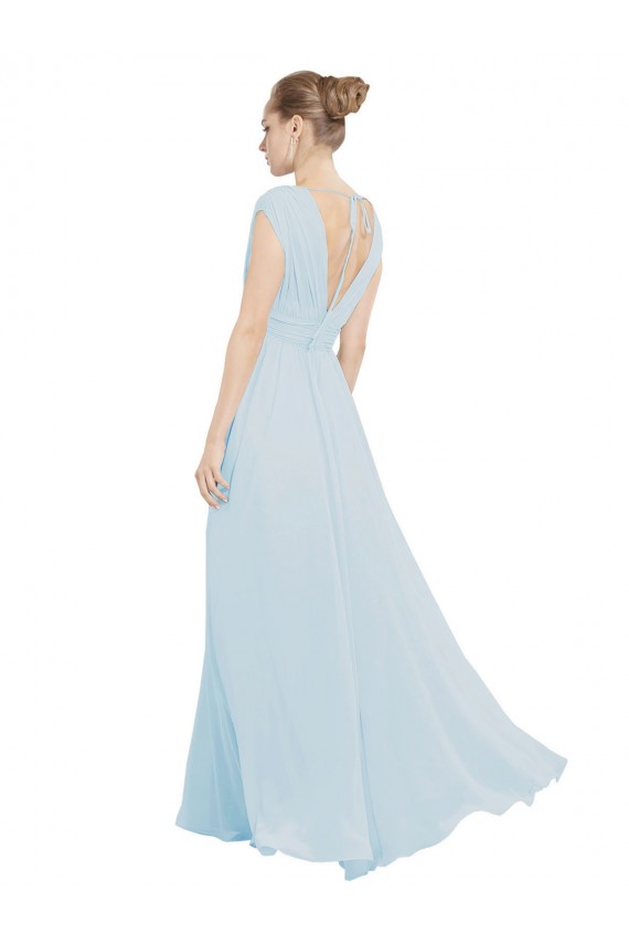 V-Neck Soft Chiffon Sleeveless Sea Glass Bridesmaid Dress Edinburgh