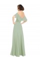 Off the Shoulder Soft Chiffon Cold Shoulder Smoke Green Bridesmaid Dress Edinburgh