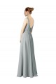 V-Neck Chiffon Sleeveless Silver Bridesmaid Dress / Evening Dress Edinburgh