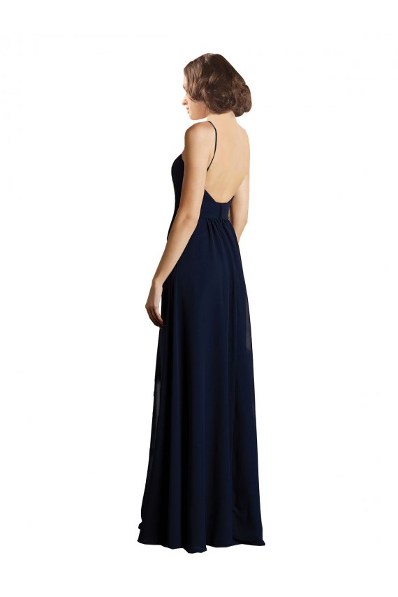V-Neck Chiffon Sleeveless Dark Navy Bridesmaid Dress & Gowns Edinburgh