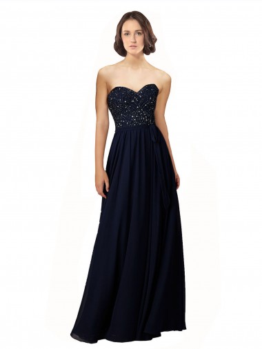 Sweetheart Soft Chiffon Sleeveless Dark Navy Bridesmaid Dress / Formal Dress Edinburgh