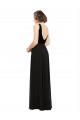 V-Neck Soft Chiffon & Velvet Sleeveless Open Back Black Prom Dress / Bridesmaid Dress Edinburgh
