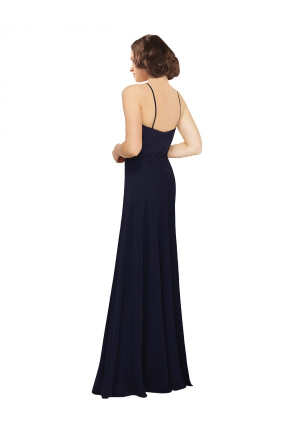 Scoop Neck Soft Chiffon Sleeveless Dark Navy Bridal Party Dress Edinburgh