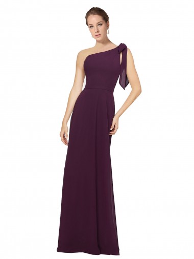 One Shoulder Soft Chiffon Sleeveless Grape Bridesmaid Dresses Edinburgh