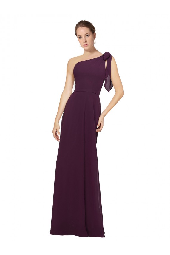 One Shoulder Soft Chiffon Sleeveless Grape Bridesmaid Dresses Edinburgh