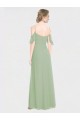 Off the Shoulder Soft Chiffon Sleeveless Low Back Smoke Green Formal Dress / Bridesmaid Dress Edinburgh