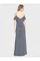 Off the Shoulder Soft Chiffon Flutter Sleeves V-Back Slate Grey Bridesmaid Dress Edinburgh