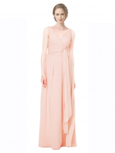 V-Neck Chiffon Sleeveless V-Back Wedding Party Dress Edinburgh