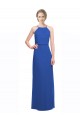 Spaghetti Straps Soft Chiffon Sleeveless Low Back Blue Bridesmaid Dress Edinburgh