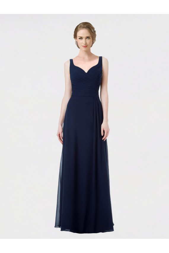 Sweetheart Lxue Chiffon Sleeveless Low Back Dark Navy Bridesmaid Dress Edinburgh