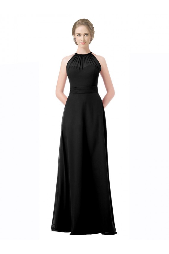Halter Neck Chiffon Sleeveless Black Formal Dress / Bridesmaid Dress Edinburgh