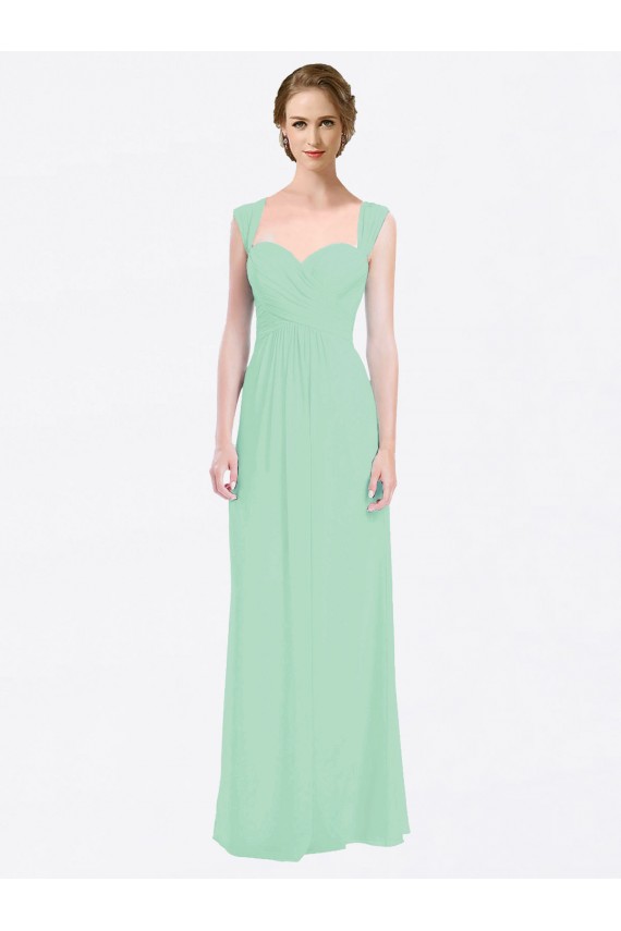 Sweetheart Soft Chiffon Cap Sleeves V-Back Mint Green Bridesmaid Dress Edinburgh
