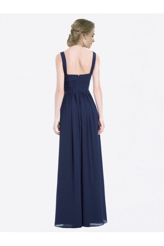 V-Neck Soft Chiffon Sleeveless Low Back Dark Navy Evening Gowns / Bridesmaid Dress Edinburgh