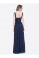 V-Neck Soft Chiffon Sleeveless Low Back Dark Navy Evening Gowns / Bridesmaid Dress Edinburgh