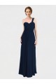 One Shoulder Soft Chiffon Sleeveless Low Back Dark Navy Bridesmaid Dress / Formal Dress Edinburgh