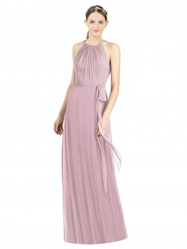 Halter Neck Soft Chiffon Sleeveless Primrose Bridesmaid Dress Edinburgh