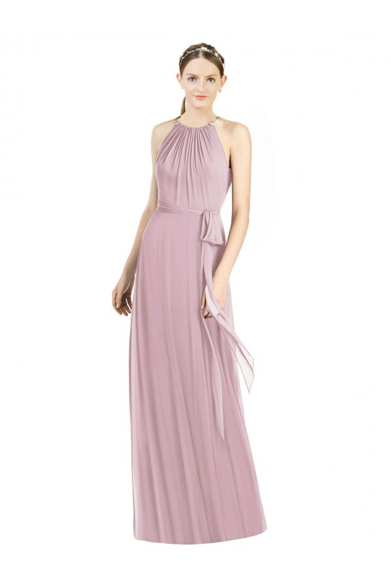 Halter Neck Soft Chiffon Sleeveless Primrose Bridesmaid Dress Edinburgh