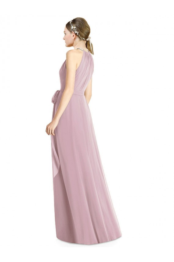 Halter Neck Soft Chiffon Sleeveless Primrose Bridesmaid Dress Edinburgh
