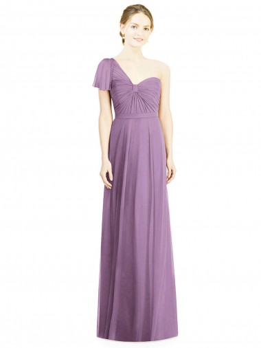 One Shoulder Soft Chiffon Flutter Sleeves Open Back Dark Lavender Formal Dress / Bridesmaid Dress Edinburgh