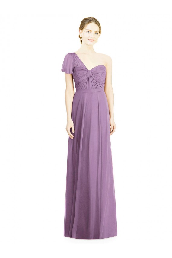 One Shoulder Soft Chiffon Flutter Sleeves Open Back Dark Lavender Formal Dress / Bridesmaid Dress Edinburgh