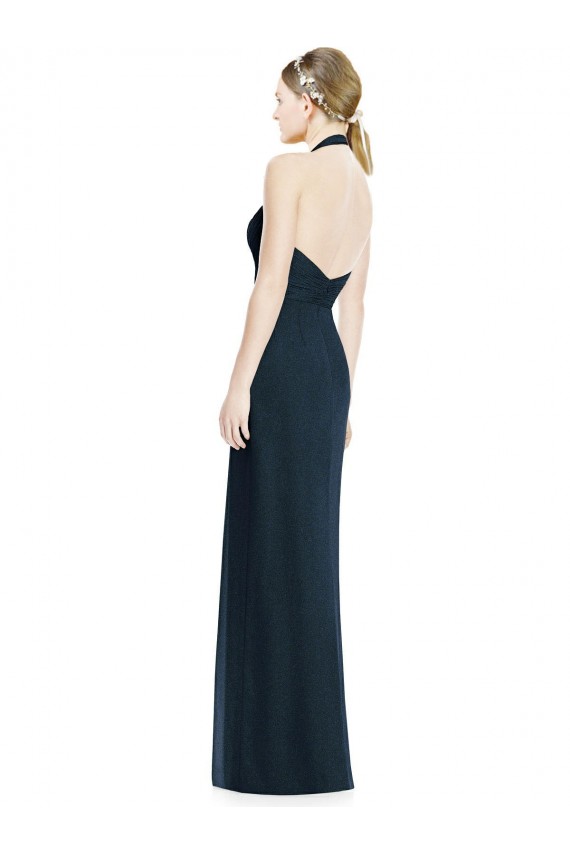 Halter Neck Soft Chiffon Sleeveless Open Back Dark Navy Formal Dress / Bridesmaid Dress Edinburgh