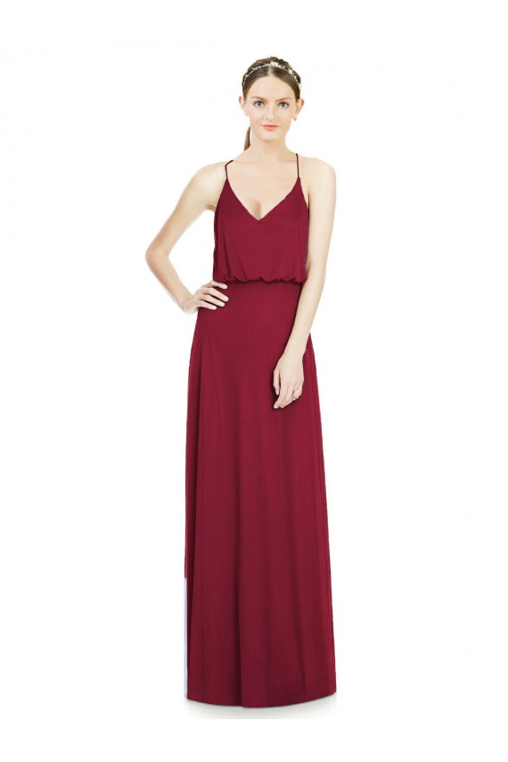 V-Neck Soft Chiffon Sleeveless Burgundy Evening Gowns / Bridesmaid Dress Edinburgh