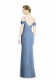 Off the Shoulder Soft Chiffon Cold Shoulder Open Back Dusty Blue Formal Evening Gown / Bridesmaid Dress Edinburgh