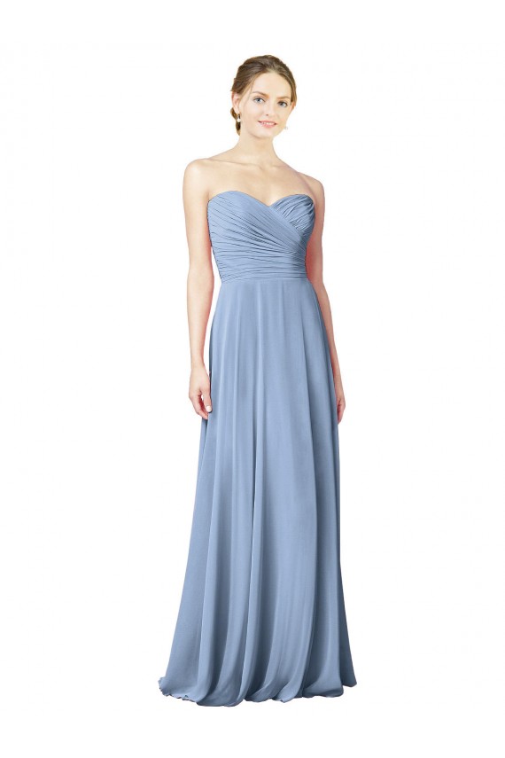 Sweetheart Chiffon Sleeveless Low Back Dusty Blue Wedding Party Dress Edinburgh