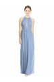 Halter Neck Chiffon Sleeveless Dusty Blue Wedding Party Dress Edinburgh
