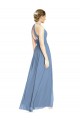 Halter Neck Chiffon Sleeveless Dusty Blue Wedding Party Dress Edinburgh